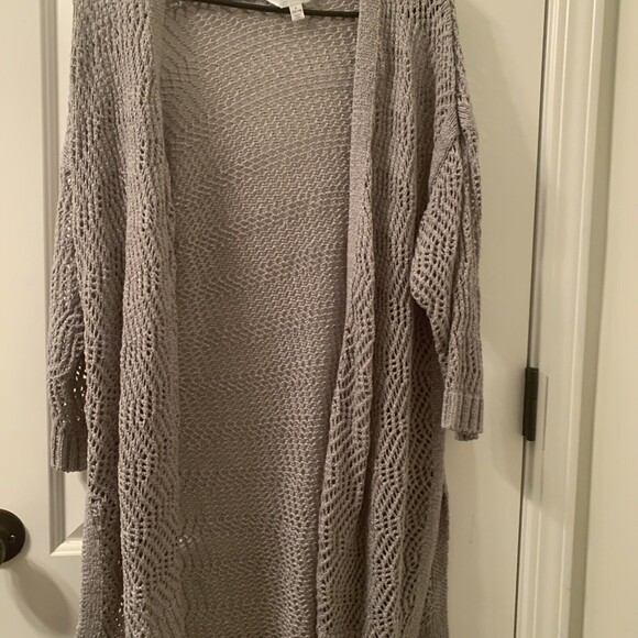 Time And Tru Women's 3/4 Sleeve Cardigan Sweater Open-Front Size L 12-14 Gray - Picture 3 of 7